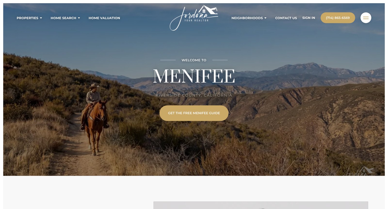 The Menifee community guide on thehertzgroup.com with a button to get the free Menifee guide